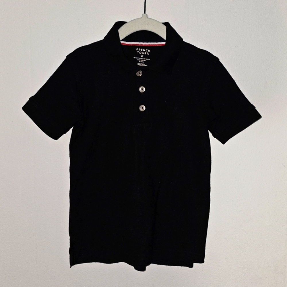 GUC | 4T | French Toast | Black Short Sleeve Polo Shirt